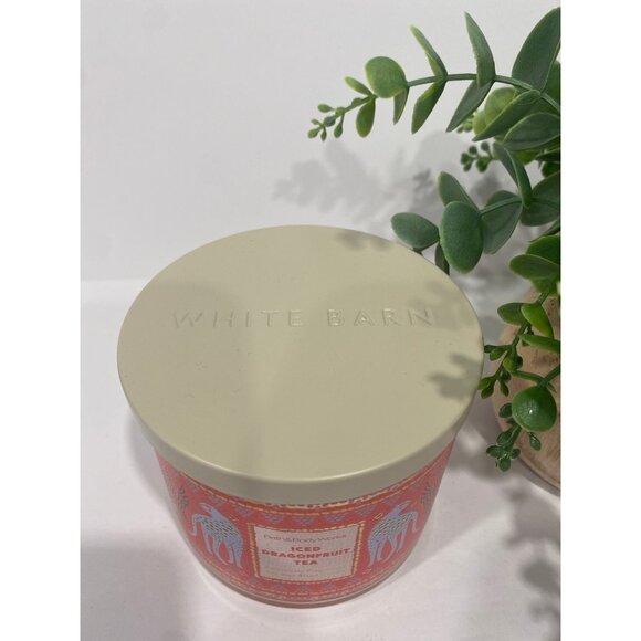 Bath & Body Works White Barn “Iced Dragonfruit Tea” New 3 Wick Candle - Picture 4 of 7